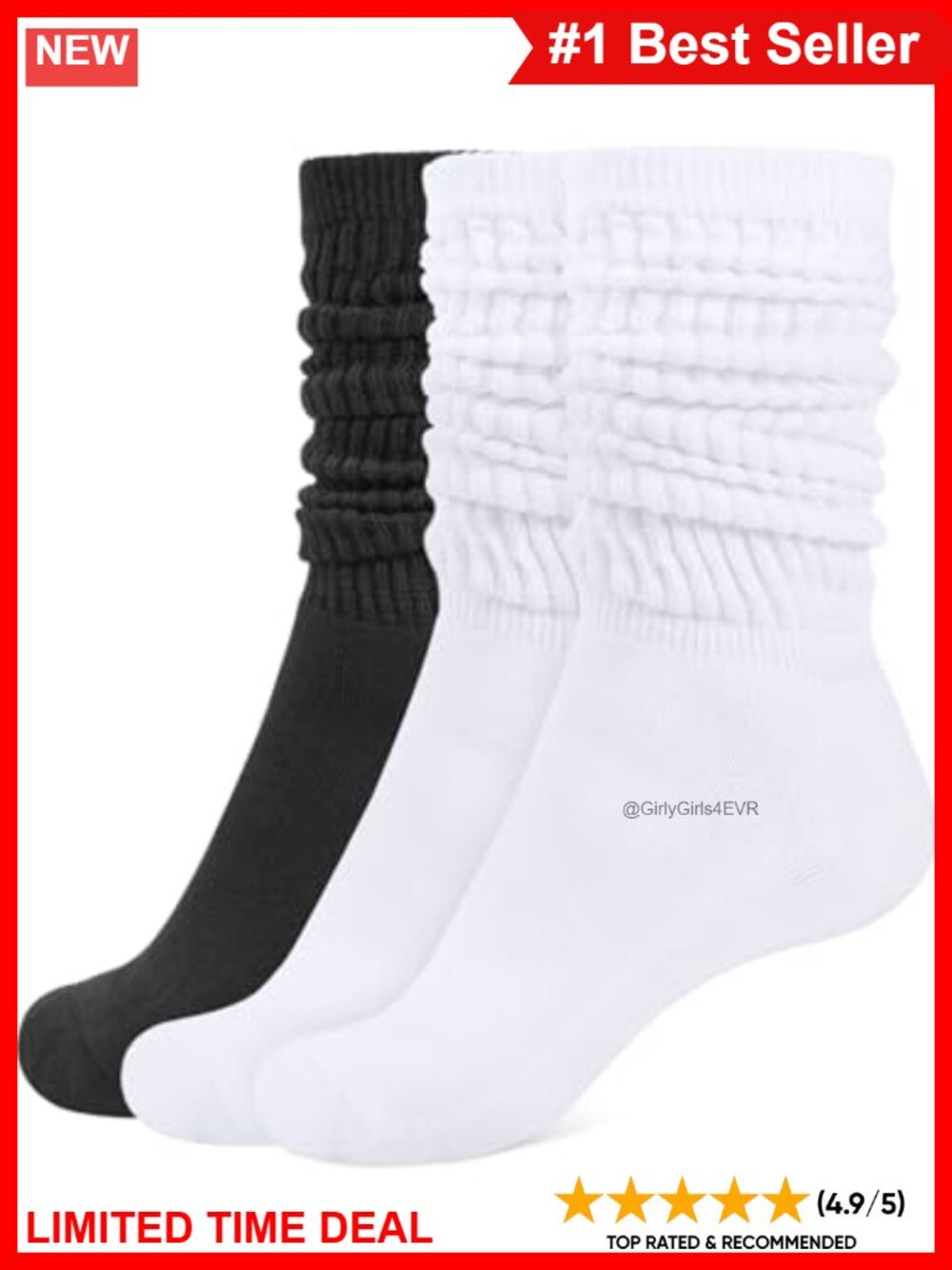Slouch Socks Scrunch Boot Socks Combed Cotton Calf Length